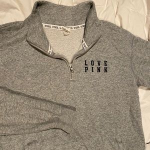 PINK vs gray quarter zip